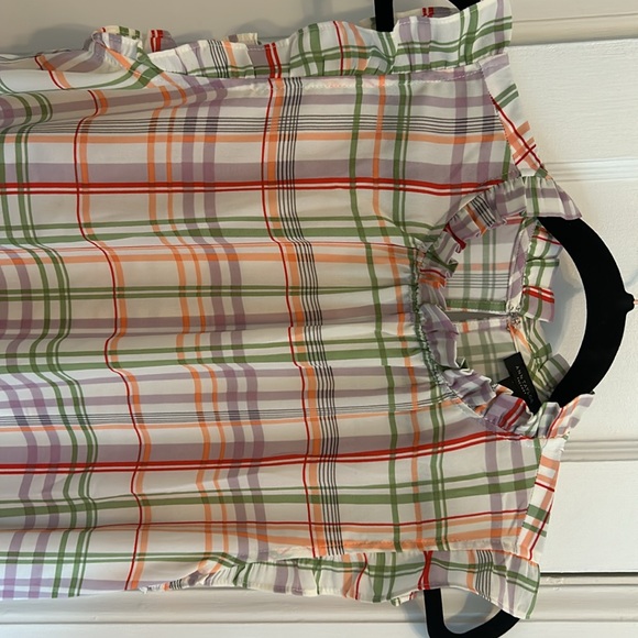 Plaid cap sleeve blouse - Picture 3 of 5